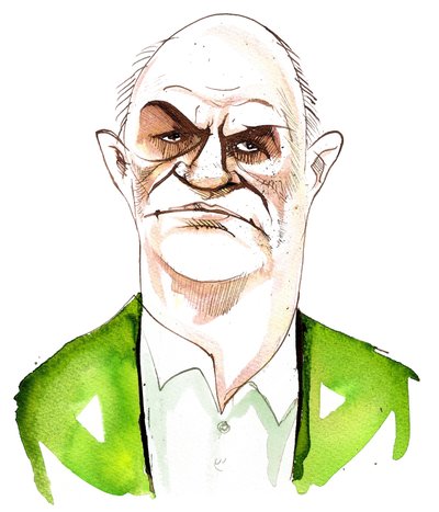 Colm Toibin, novelista irlandés (nacido en 1955); caricatura de Neale Osborne